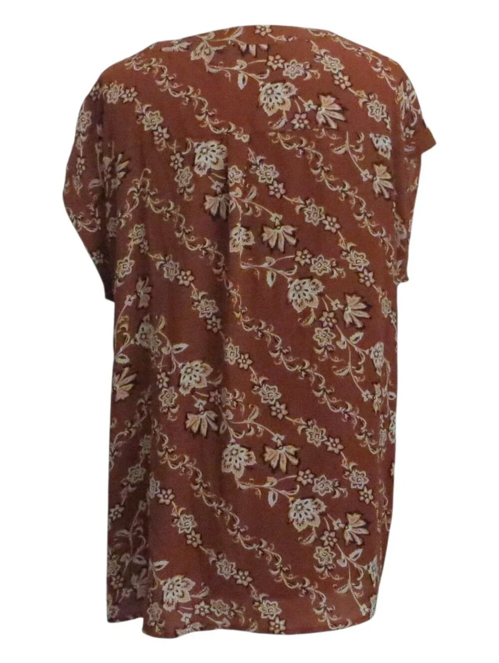 Maurices Women's Plus Floral Print Short Sleeve Blouse Rust Terracotta Size 1
